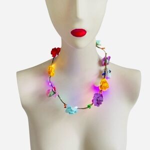 New Light-up Flower Lei Garland Party Decor 2 Floral Multicolor Necklace Set